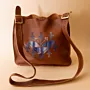 Embroidered Bag & Makeup Pouch Set – Brown & Blue Tatreez 2-Piece – 26x23x6 cm