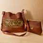 Embroidered Bag & Pouch Set – Brown & Green Tatreez 2-Piece – 26x23x6 cm