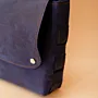 Square Leather Crossbody Bag – Indigo Blue – 18x20x6 cm