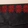 Embroidered Faux Leather Clutch – Black with Red Floral Tatreez – 21x13x2.5 cm