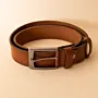 Unisex Leather Belt – Tan with Silver Buckle (Available In Sizes)