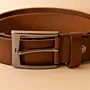 Unisex Leather Belt – Tan with Silver Buckle (Available In Sizes)