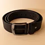 Wide Leather Men's Belt – Black with Silver Buckle – 4x150x0.5 cm