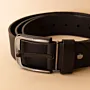 Wide Leather Men's Belt – Black with Silver Buckle – 4x150x0.5 cm