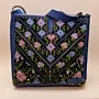 Leather Heritage Bag with Coin Purse – Blue Floral Panel – 30x32x10 cm