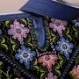Leather Heritage Bag with Coin Purse – Blue Floral Panel – 30x32x10 cm