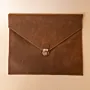 Camel Leather A4 Laptop Clip Sleeve – Camel Brown Hand-Stitched – 37x23 cm