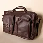 Padded Leather Laptop Bag – Dark Brown Multi-Pocket – 27x45x5 cm