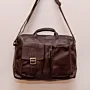 Padded Leather Laptop Bag – Dark Brown Multi-Pocket – 27x45x5 cm