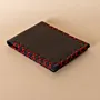 Two-Panel Leather Wallet – Black with Red Stitching – 7.5x22x0.7 cm