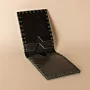 Two-Panel Leather Wallet – Black with Turquoise Stitching – 7.5x22x0.7 cm