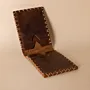 Two-Panel Leather Wallet – Taupe with Beige Stitching – 7.5x22x0.7 cm