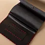 Leather Tobacco Pouch – Black with Red Stitching – 15x8x1.5 cm