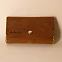 Leather Tobacco Pouch – Camel with Yellow Stitching – 15x8x1.5 cm