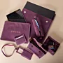 Purple Embroidered Leather Organizer Set – 7 Pieces