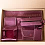 Purple Embroidered Leather Organizer Set – 7 Pieces