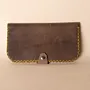 Handmade Leather Card Organizer Wallet – Taupe Brown – 20×10×2 cm