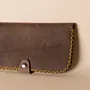 Handmade Leather Card Organizer Wallet – Taupe Brown – 20×10×2 cm