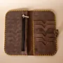 Handmade Leather Card Organizer Wallet – Taupe Brown – 20×10×2 cm