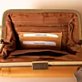 Vintage Leather Frame Crossbody – Mustard Metal Frame – 20x20x7 cm