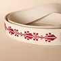 Embroidered Leather Bag Strap – White with Red Tatreez – 4.5x114 cm