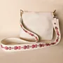 Embroidered Leather Bag Strap – White with Red Tatreez – 4.5x114 cm