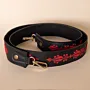 Embroidered Leather Bag Strap – Black with Red Tatreez – 4.5x114 cm