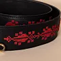 Embroidered Leather Bag Strap – Black with Red Tatreez – 4.5x114 cm