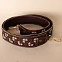 Embroidered Leather Bag Strap – Brown with Pink Tatreez – 4.5x114 cm
