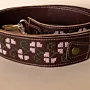 Embroidered Leather Bag Strap – Brown with Pink Tatreez – 4.5x114 cm