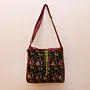 Leather Heritage Bag with Coin Purse – Burgundy Floral Panel – 30x32x10 cm