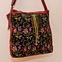 Leather Heritage Bag with Coin Purse – Burgundy Floral Panel – 30x32x10 cm