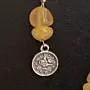 Handcrafted Contemporary Earrings in agate with coin detail