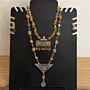 Heritage Yellow Agate Double Necklace Set with Indian and Silver Pendants
