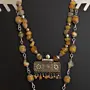 Heritage Yellow Agate Double Necklace Set with Indian and Silver Pendants