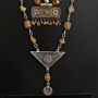 Heritage Yellow Agate Double Necklace Set with Indian and Silver Pendants
