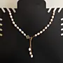 Three-Color Faux Pearl Front-Clasp Necklace with Gold-Plated Details