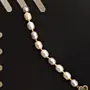 Three-Color Faux Pearl Front-Clasp Necklace with Gold-Plated Details