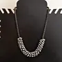 Handcrafted Silver Pearl Crystal Woven Necklace with Distinctive Detail