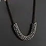 Handcrafted Silver Pearl Crystal Woven Necklace with Distinctive Detail