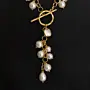 Handcrafted Faux Pearl Gold-Plated Front-Clasp Necklace