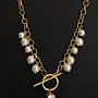 Handcrafted Faux Pearl Gold-Plated Front-Clasp Necklace