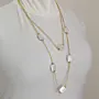 Square Pearl Double-Strand Necklace with Gold-Plated Details