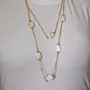 Square Pearl Double-Strand Necklace with Gold-Plated Details