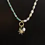Handcrafted Turquoise Crystal Gold-Pendant Necklace