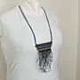 Handcrafted Blue Woven Fringe Macramé Necklace with Distinctive Detail