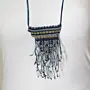 Handcrafted Blue Woven Fringe Macramé Necklace with Distinctive Detail