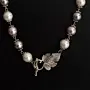 Handcrafted Rose Pearl Shell Front-Clasp Set with Distinctive Detail