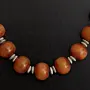 Vintage Agate Necklace & Earrings Set with Silver-Plated Details
