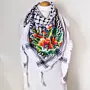 Colorful Floral Embroidered Keffiyeh Scarf with Turkish-Stitch Embroidery
